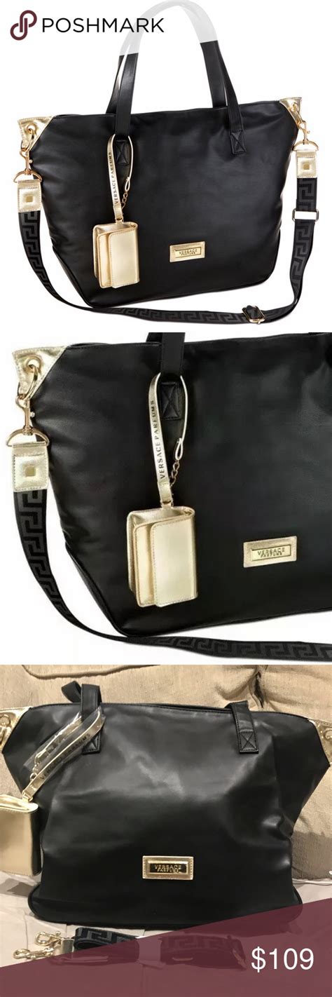 versace black perfume bag|Versace parfums black tote bag.